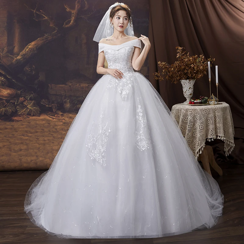 

Applqiues Vestido De Noiva Off The Shoulder Vestidos De Novia V-Neck Luxury Lace Wedding Dresses