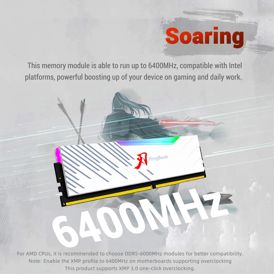 Kingbank-デスクメモリモジュール、ddr5、6400mhz、16gb x 2、32gb