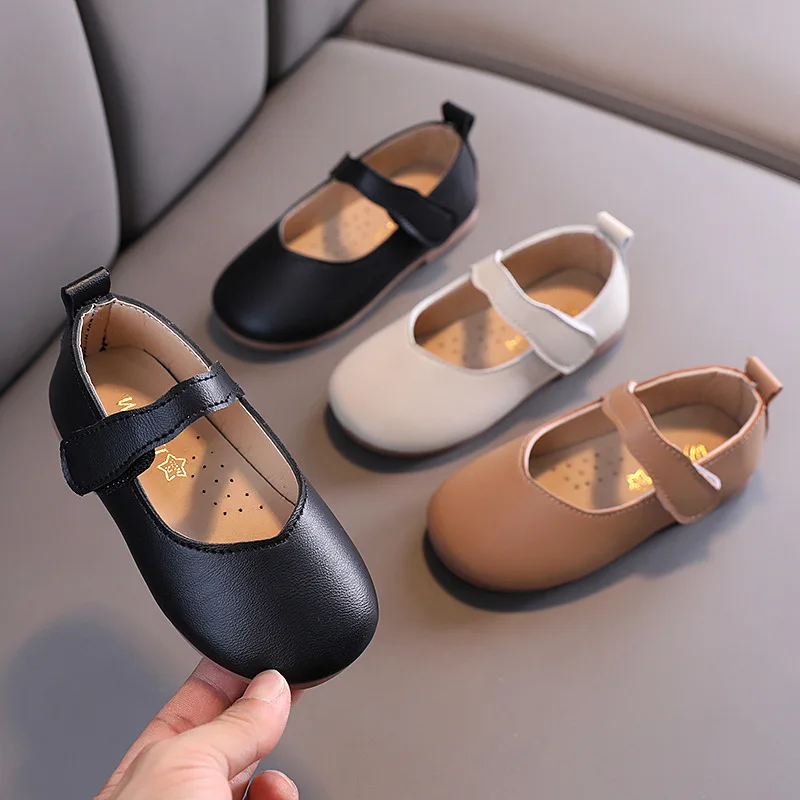 Girls Shoes Basic Mary Janes Kids Flats Baby Toddlers Anti-Slippery Casual For Child Leather Black White |