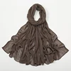 Nouveauté froissé rayonne Hijab femmes musulman écharpe châles solide Foulard enveloppes grande taille plaine islamique Turban bandeaux Foulard