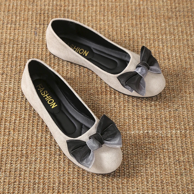 

Женские туфли, лидер продаж 2023, туфли на плоской подошве с круглым носком, милые и Модные балетки на плоской подошве, туфли из искусственной кожи с глубоким вырезом