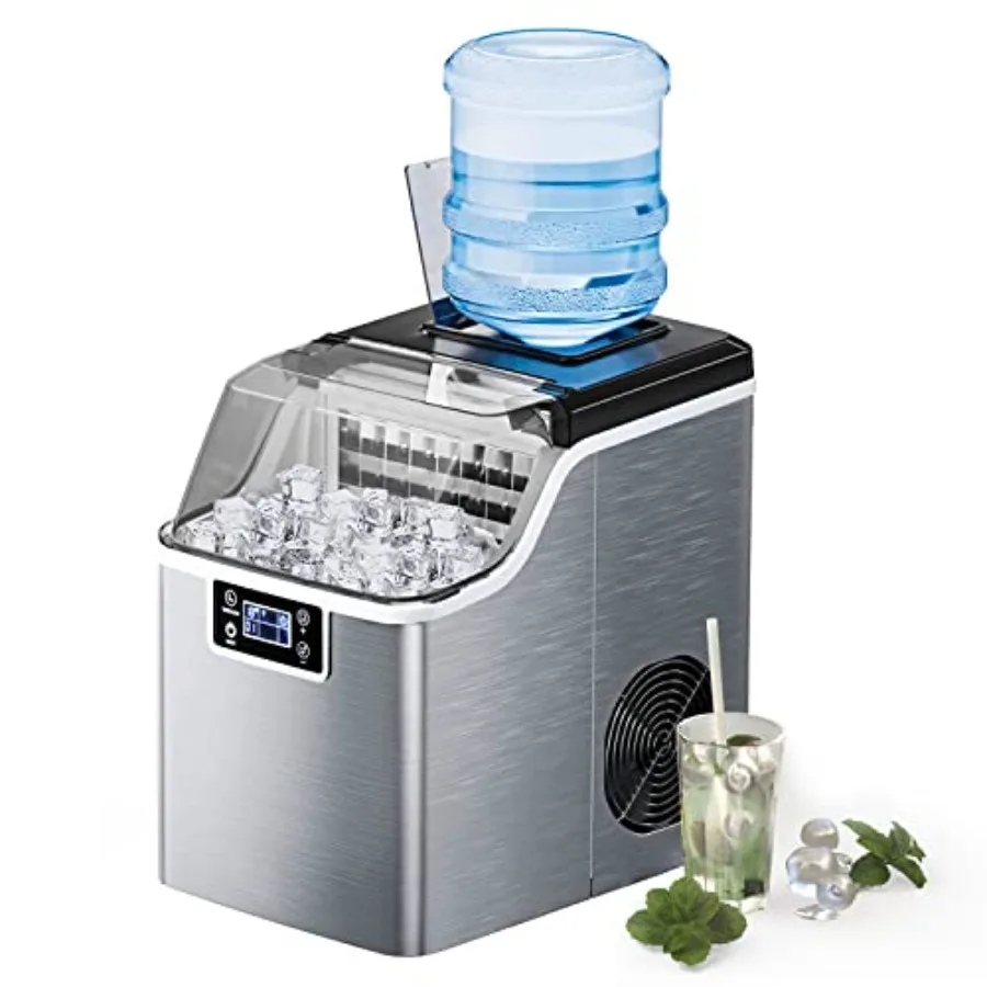 Compact Portable Countertop Ice Maker Machine with Self-Cleaning Function for Home Office Bar Party Produces 40 Lbs of Ice in 2