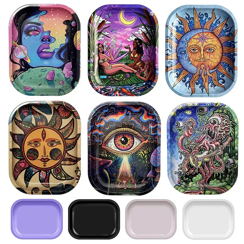 

18*14cm Metal Tobacco Rolling Tray Cigarette Joint Smoking Accessories Dish Tin Storage Plate Small Roller Container