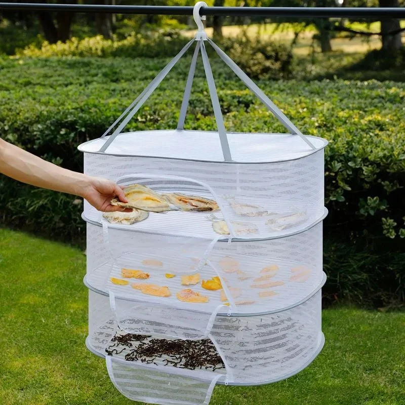 70*50cm Foldable Drying Fishing Vegetable Fish Net Hanging Drying Rack Net 1-3 Layer Clothing Drying Storage Rack Drying Net 3