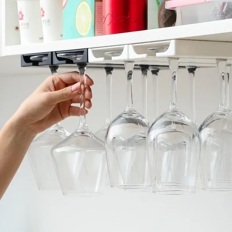 Kitchen Accessories Wall Mount Wine Glasses Holder Classification Hanging Glass Cup Rack Punch-free Cupboard Organizer 2