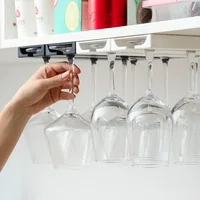 Kitchen Accessories Wall Mount Wine Glasses Holder Classification Hanging Glass Cup Rack Punch-free Cupboard Organizer 2