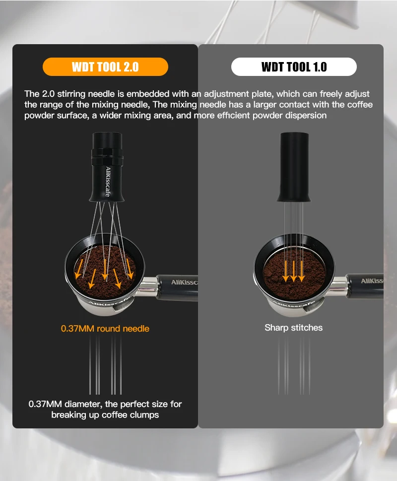 Description Picture 5 of itemWDT Tool Coffee Needle Distributor Magnetic With Stand Adjustable Range Stirrer Leveler Barista Tools Espresso Cafe Accessories