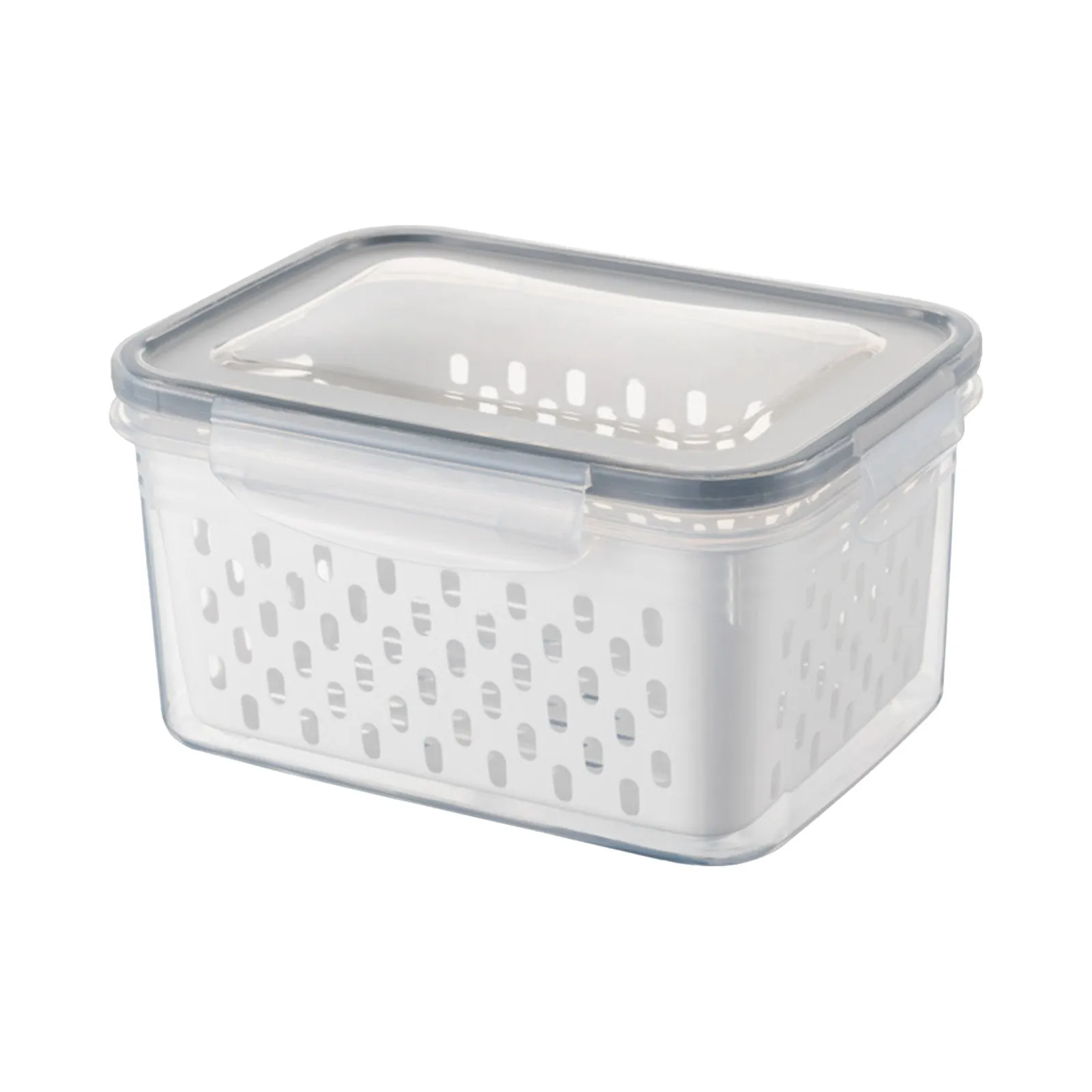 Caja de almacenamiento para refrigerador de 1 piezas, organizador de drenaje de cocina fresca, cesta de almacenamiento de verduras, cajas con tapa para frutas - Imagen 4