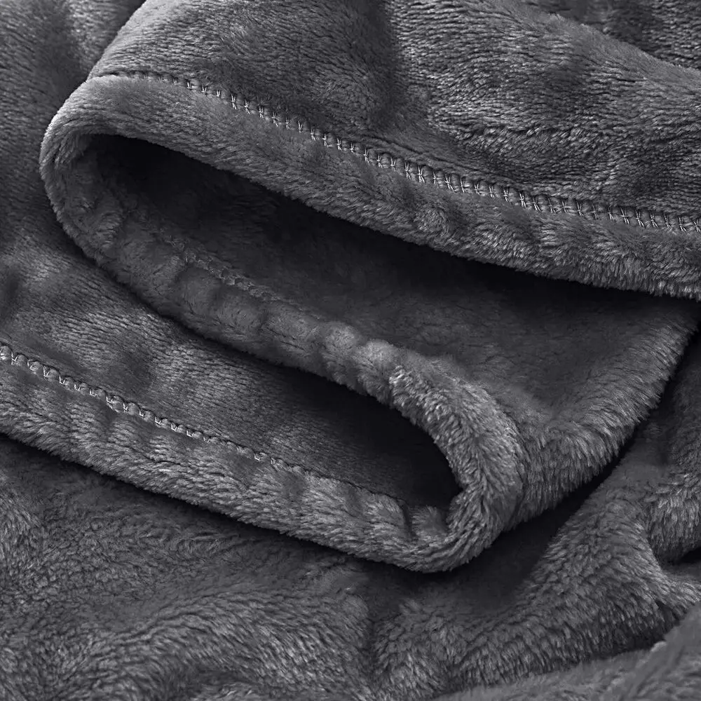 Fleece Blanket Gray Extra Soft Brush Fabric Super Warm Bed Blanket Lightweight Couch Blanket Easy Care 4