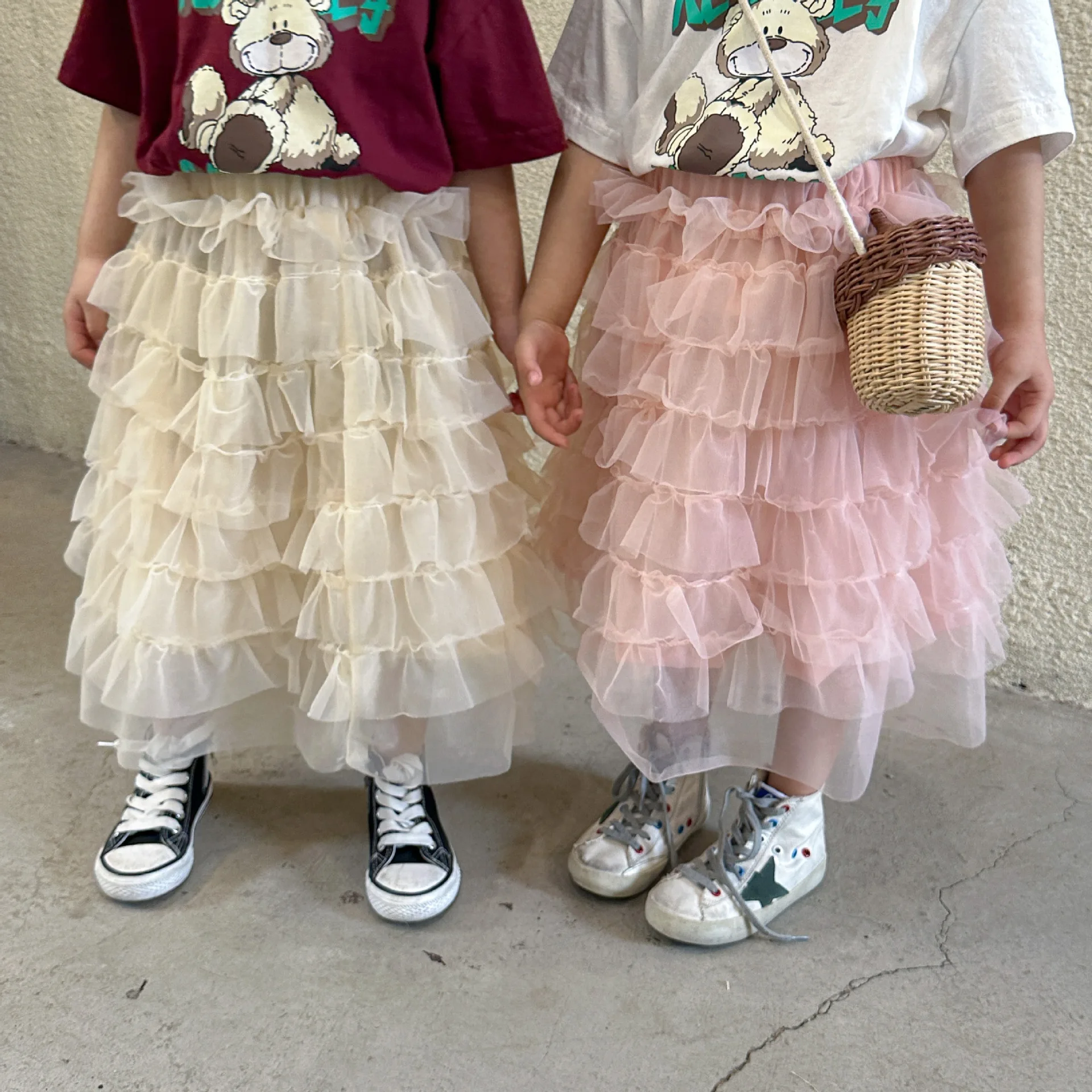Summer Girl's Half Skirt Princess Mesh Skirt Children's Clothing New Spring And Autumn Solid Baby Cake Fairy Long