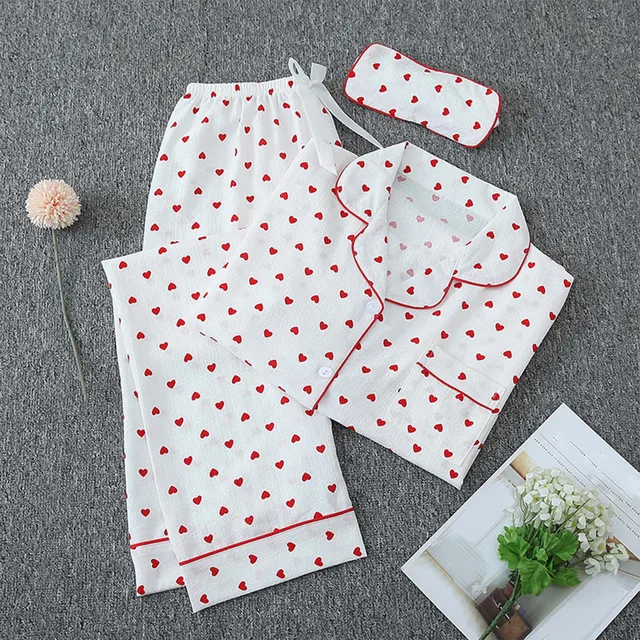 Women'S Pajama Set Long Sleeve Button Pajamas Two Piece Set Striped Sleepwear Casual Set With Eye Sexy Nightwear Women 5
