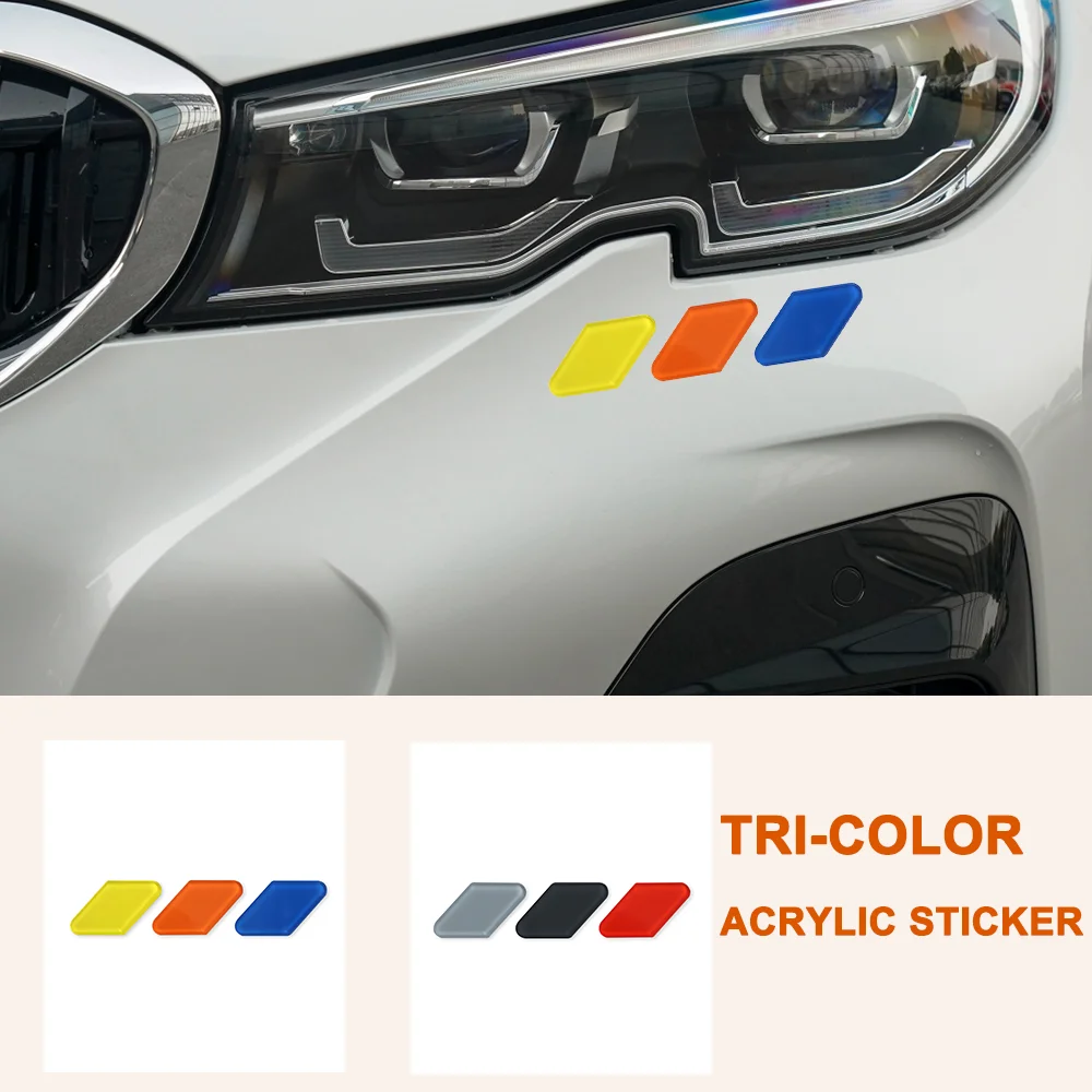 

Tri-color Acrylic Decoration Badge Car Front Grille Emblem Insignia For Volkswagen VW Golf APR GTI Tiguan Universal Auto Decal