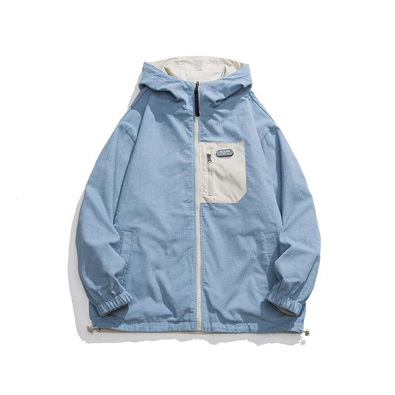 Men Double Sides Wears Hooded Jacket Outdoor Hiking Outerwear Couple Wind-Proof Streetwear High Quality Casual Men's Clothing