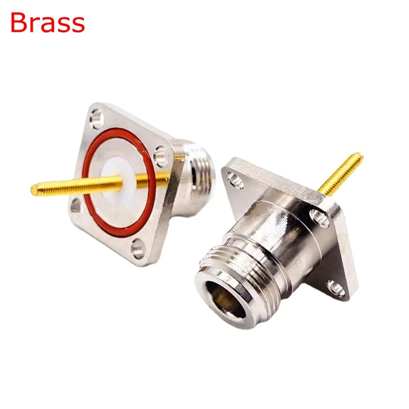 Impermeável tipo n Soquete Fêmea Mount Panel Mount Pin Longo Furos Flange Conector rf Latão Cobre Entrega Rápida a 10 Pcs