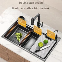 Stainless Steel Kitchen Sink Undermount Washbasin Large Single Slot Embossed Thickened Dishwasing Sinks 2