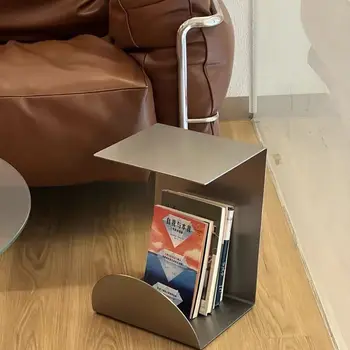MOMO Ins Minimalist Stainless Steel Small Side Table Coffee Table Storage Bookshelf for Living Room And Bag House 1