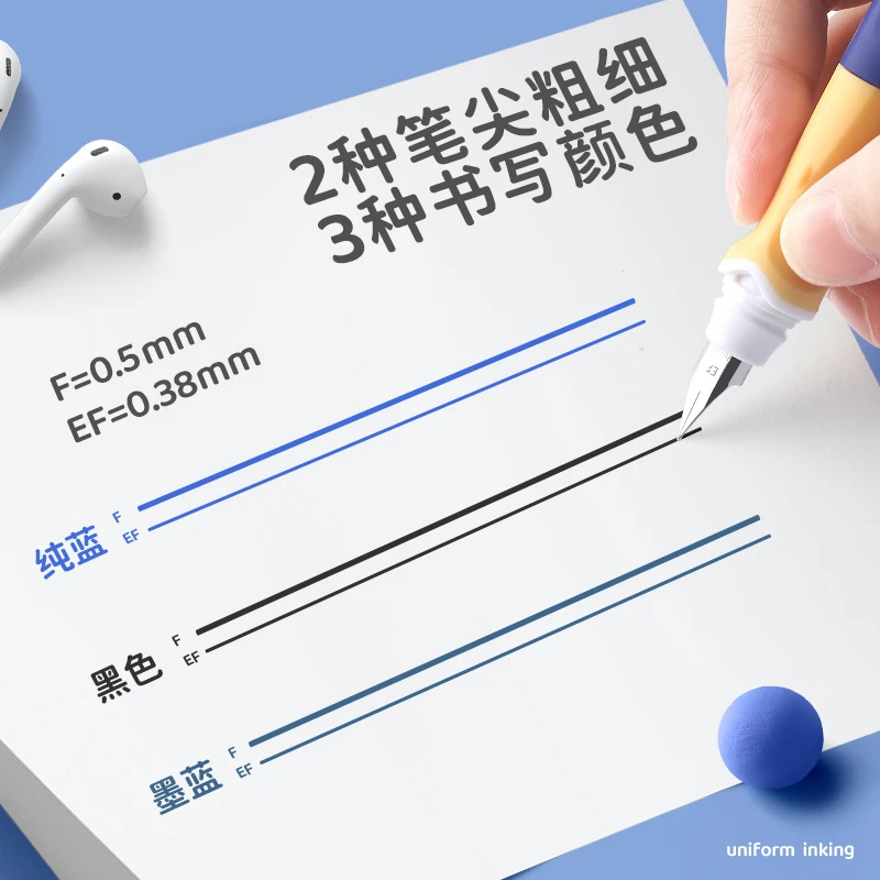 0.38/0.5mm Fountain Pen Writing Large Ink Office school student beginner Supplies Colors Stationery 03975