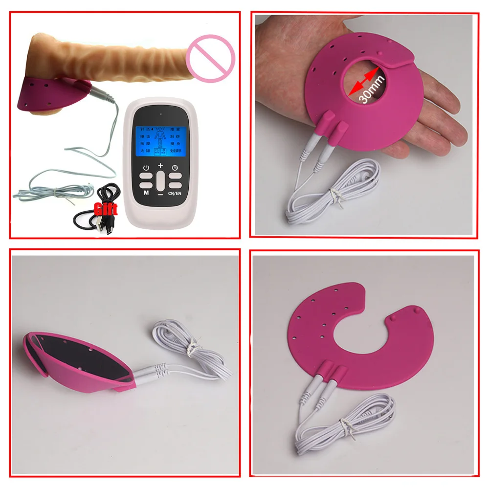 E-stim Beads Penis Ring Adjustable Band SM Electric Shock Glans Loops Testicle Sheath Cock Therapy Enlargement Sex Tools For Man electro sex toys,electric sex toys