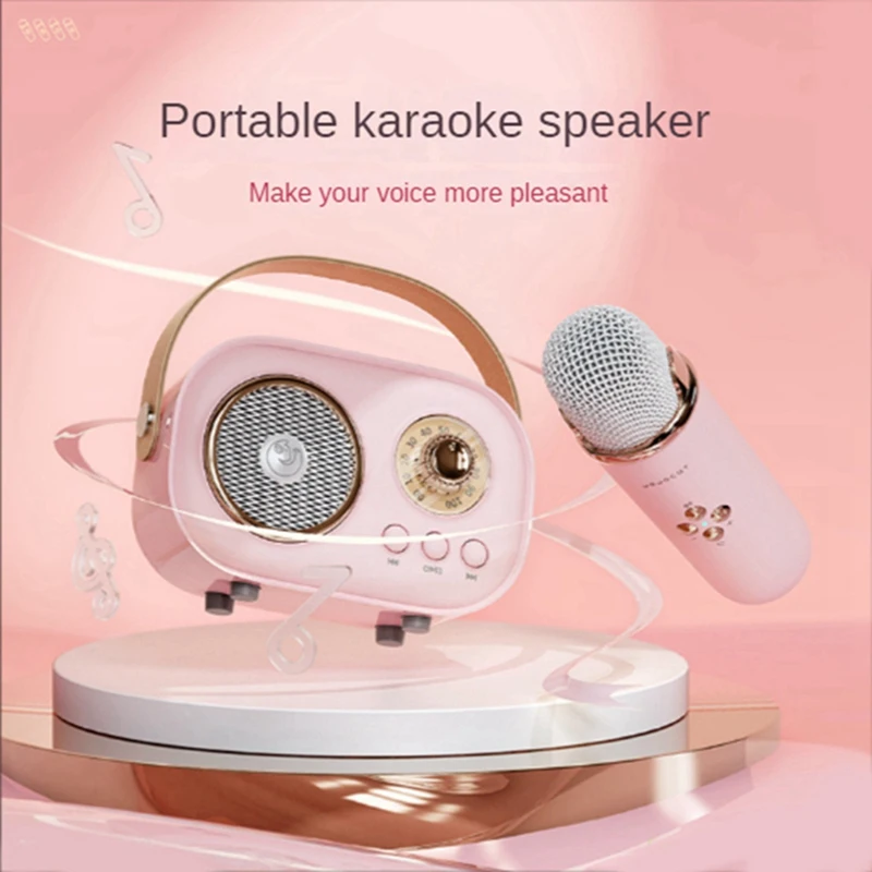 ABHG-Mini Wireless Bluetooth Audio Home Singing Karaoke Integrated Microphone Speaker Stereo Home KTV Set