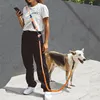 Dog Leash Hands Free Dogs Leash Reflective Leashes for Dog Walking Running Rope 2.4M Long Adjustable Double Leashes Dogs Ropes 2