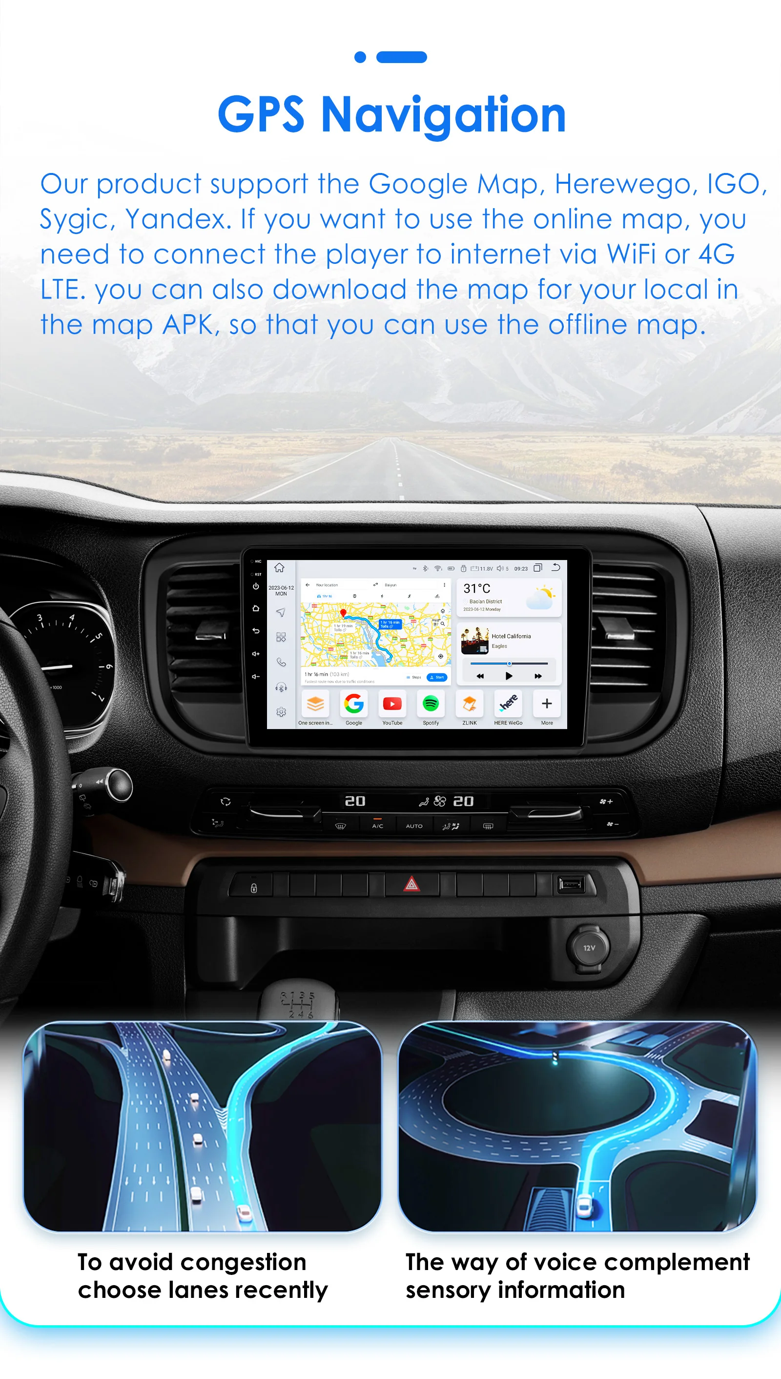 9" Hizpo 2Din CarPlay Android Auto Autoradio für Peugeot Expert 3 Citroen Jumpy 3 SpaceTourer 2016 - 2021 UIS7862 Multimedia – Detail 30