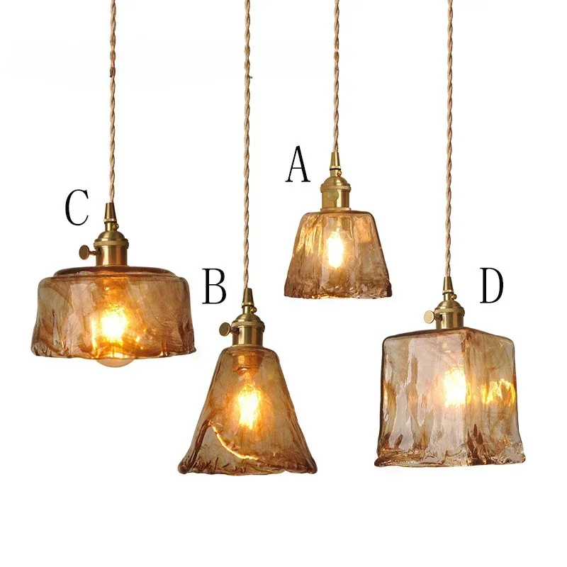 

Nordic Vintage Glass E27 Pendant Lights Dining Room Kitchen Bedside Hanging Lamp For Bedroom Suspension Chandelier Pendant Lamps