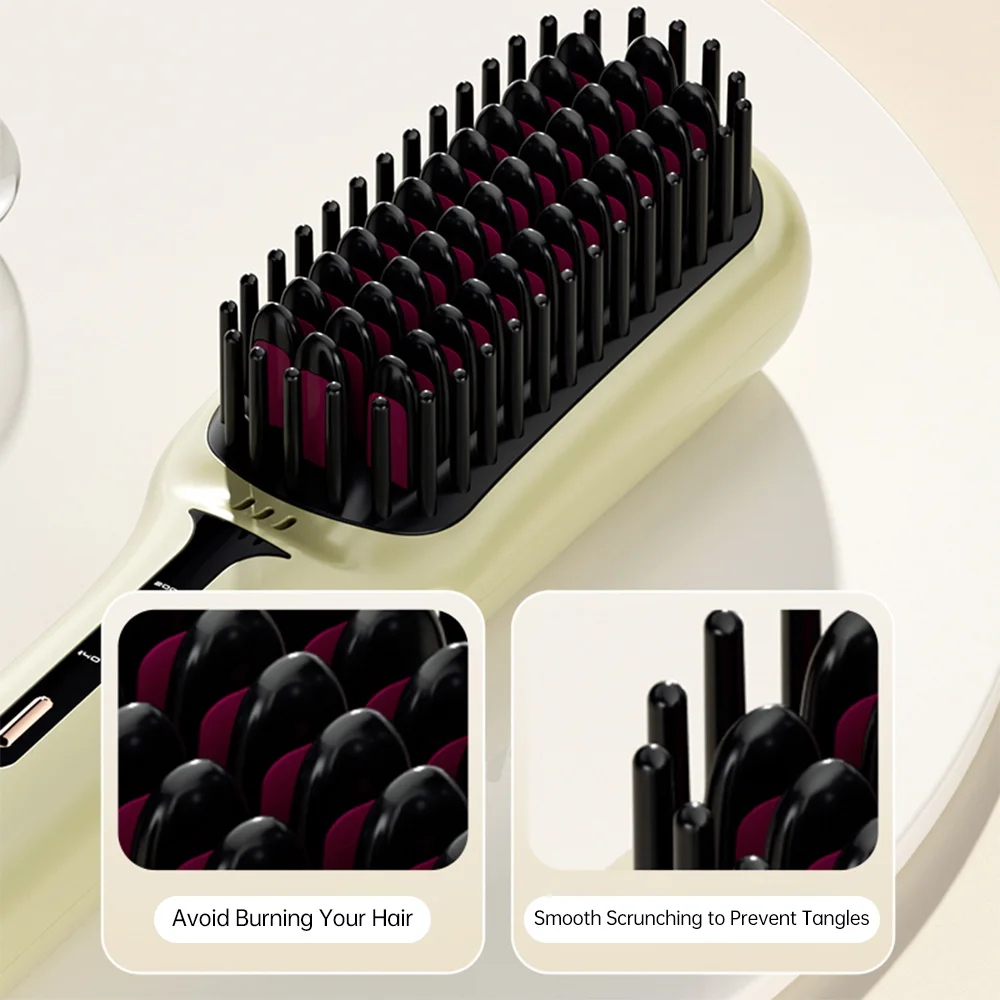Hair Straightening Brush Negative Ion 2 In 1 Hair Straightener Heating Comb Multifunctional Hair Curler Curling Iron Stying Tool 6