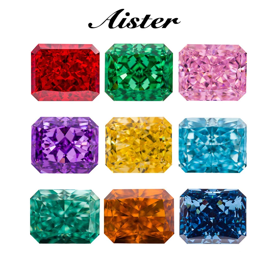 

Top Colors Radiant Crushed Ice Cut High Carbon Diamond Cubic Zirconia Gesstome 4K Cutting 5A Grade Quality CZ Lab Zircon Stones