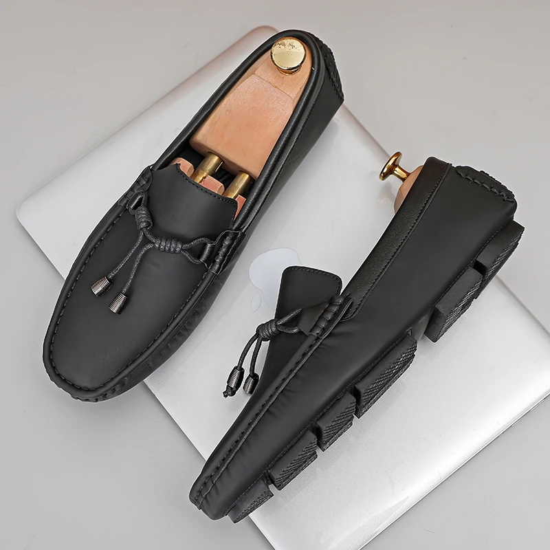 Lightweight Tassel Loafers Men Casual Shoes Handmade Leather Male Slip on Flats Man Moccasins Luxury Mens Driving Shoes 2024 2