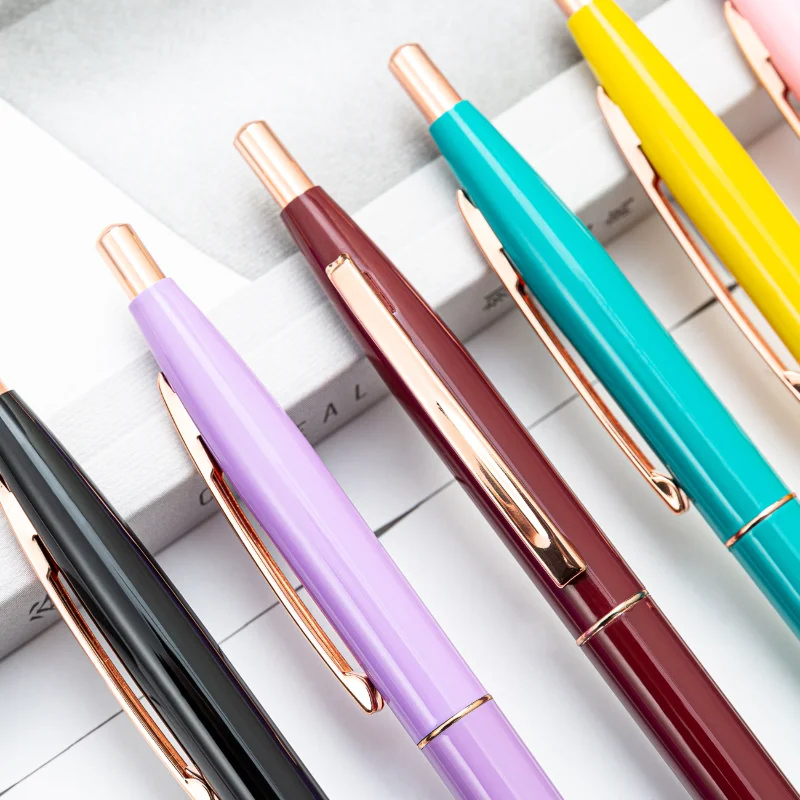 Puco - Lot De 6 Stylos à Bille Métal | Écriture Fluide | Design Léger | Pour Bureau, École, Dessin