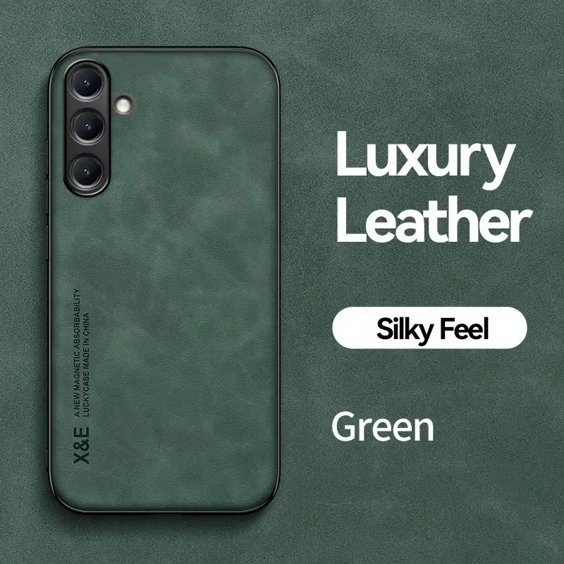 Premium Magnetic Suede Leather Shockproof Matte Silicone Case Cover