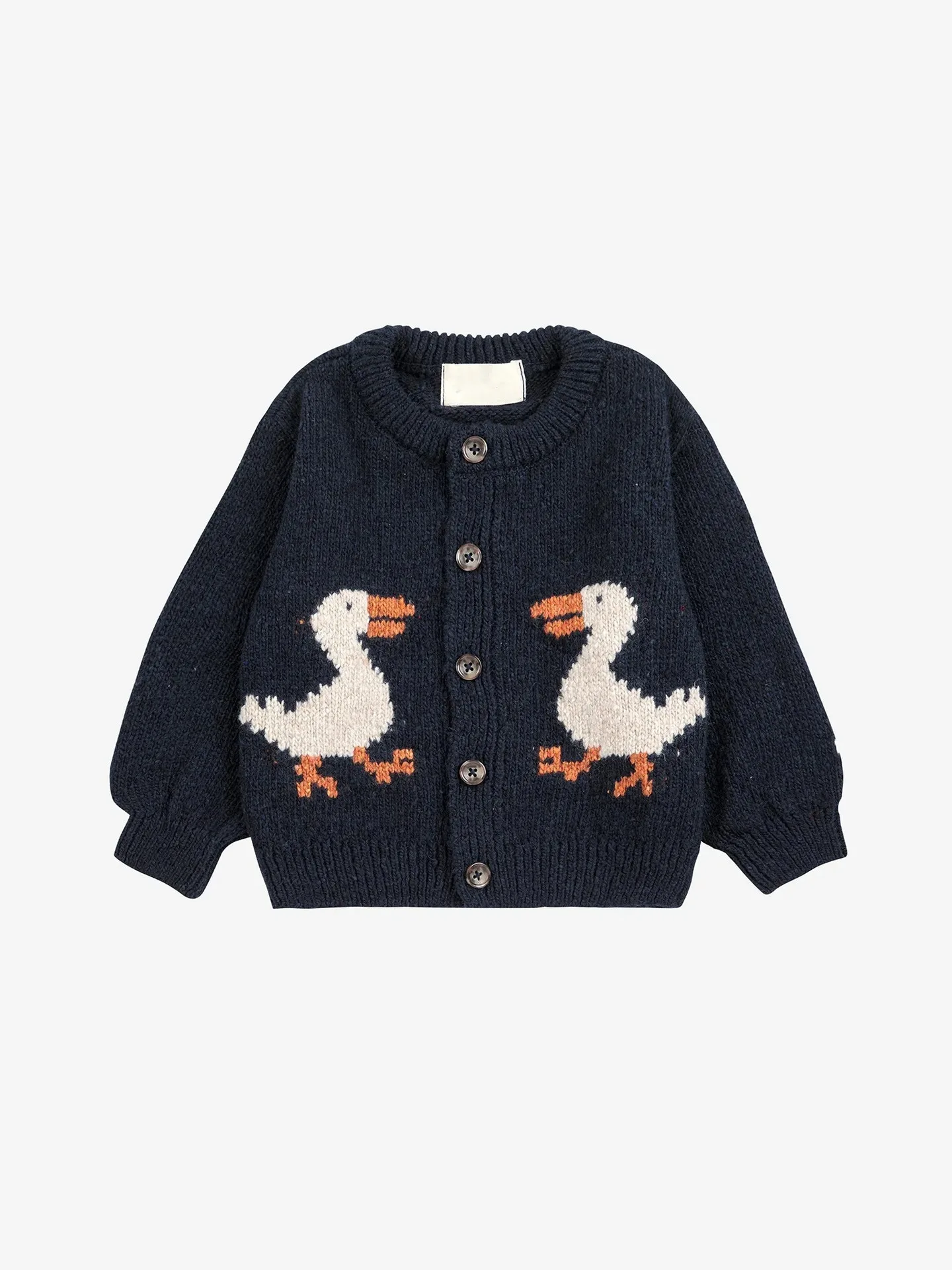 2025 가을 겨울 신상 다용도 아동용 가디건 귀여운 오리 자수  외출용 스웨터