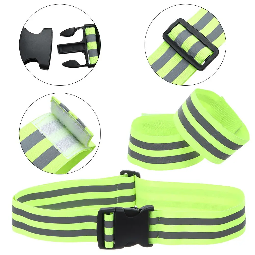 Reflective Band Strap Safety Reflective Glow Belt PT Belt High Visibility Waist for Arm Wrist Running Cycling