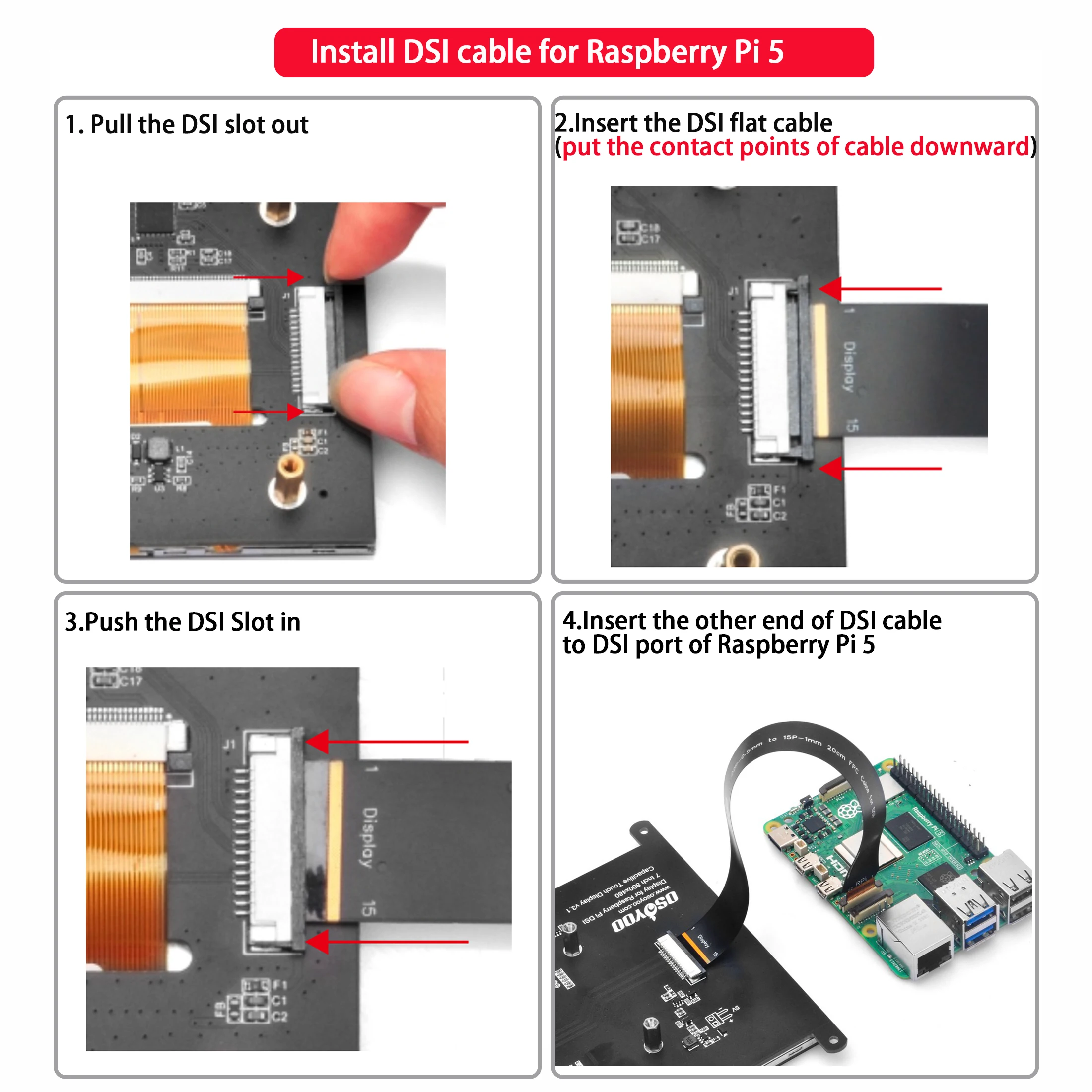 OSOYOO 7인치 RPi5 DSI TN 터치 스크린 LCD 디스플레이 휴대용 정전식 모니터 800x480 V3.1 라즈베리 파이 5  4 3 3B+ 2용 - AliExpress