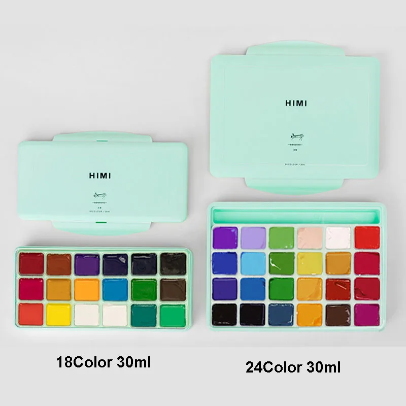 Himi Gouache Paint Set- 30ml 24 colors Jelly Cup : Himi Miya