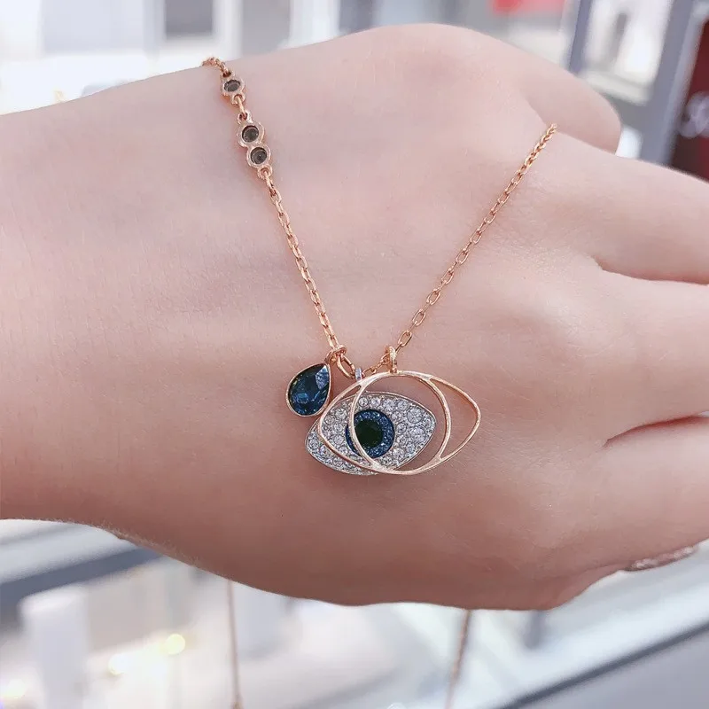 

European and American Fashion Crystal Element Devil's Eye Pendant Necklace