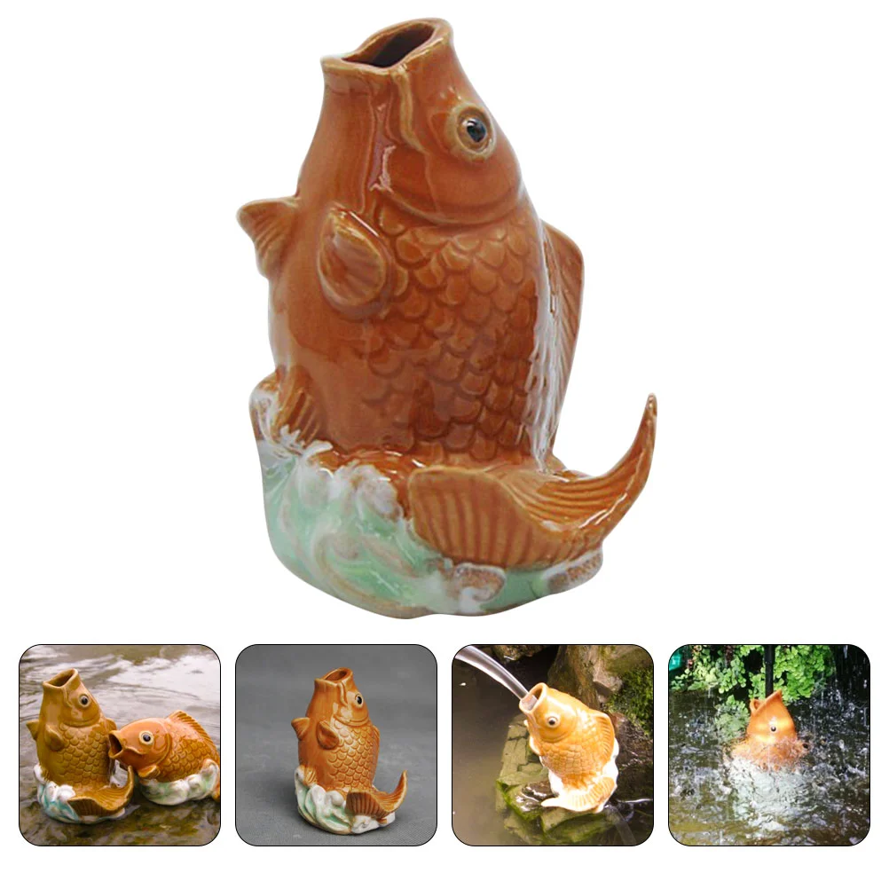 

Carp Ceramic Ornaments Fountain Sprayer Sculpture Figures Summer Accessories Decorate Garden Ceramics Outdoor