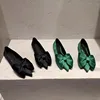Flat Shoes for Women Spring Autumn 2025 New Casual Pointed Bow Green Black Plus Size 42 43 44 Women's Shoes Ladies Loafers 1