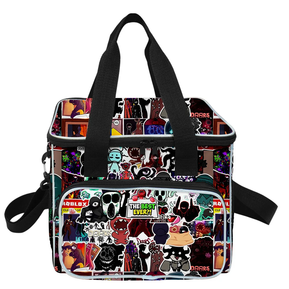 New Escape The Gate Doors Roblox Figure Picnic Bag Cooler Bag Travel Lunch  Bag Anime Cartoon High Capacity