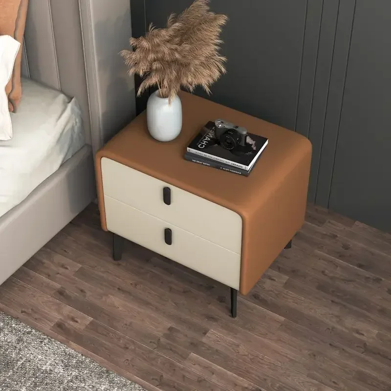 YF Bedside Table Soft Bag Cream Simple Modern Small Bedroom Rock Slab Bedside Table Leather Storage Locker Free Security