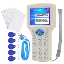 Lecteur RFID 10 fréquences NFC, programmateur de cartes à puce, décodeur chiffré 125KHz 13.56MHz, cartes de clés inscriptibles, USB