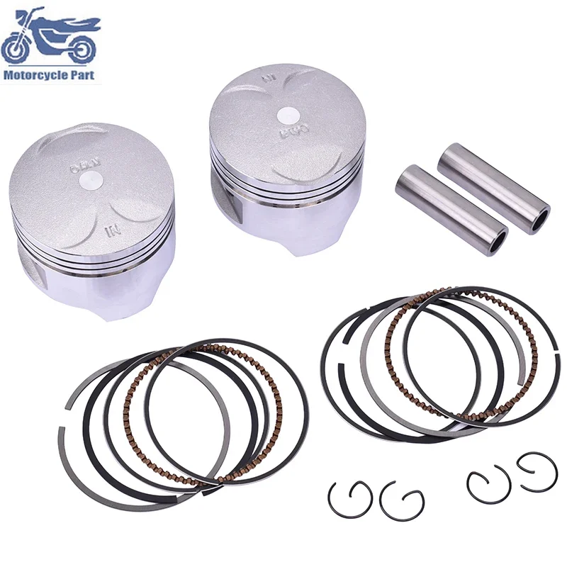 

2set 64mm 64.25mm 64.5mm STD +25 +50 +0.25 +0.5 Motorcycle Piston and Ring Kit For Honda VRX400 Roadster Special Black Steed 400