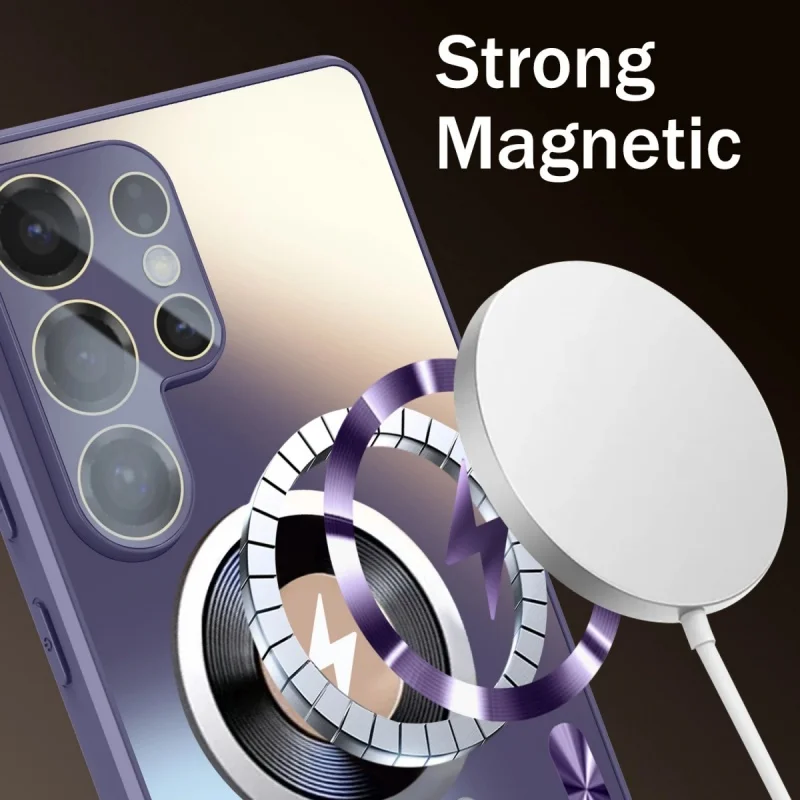 Ultra Thin Matte Magnetic Wireless Charging Case with Glass Lens Protection - Shockproof Cover