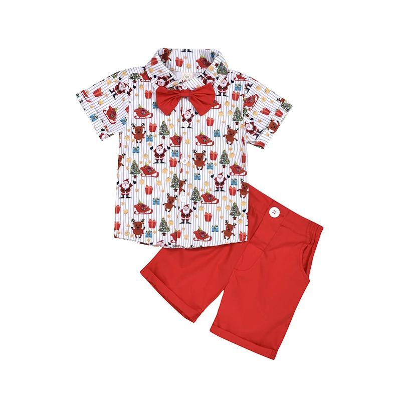 Shirt Shorts Clothing Sets for Boys Summer Santa Claus 2pcs