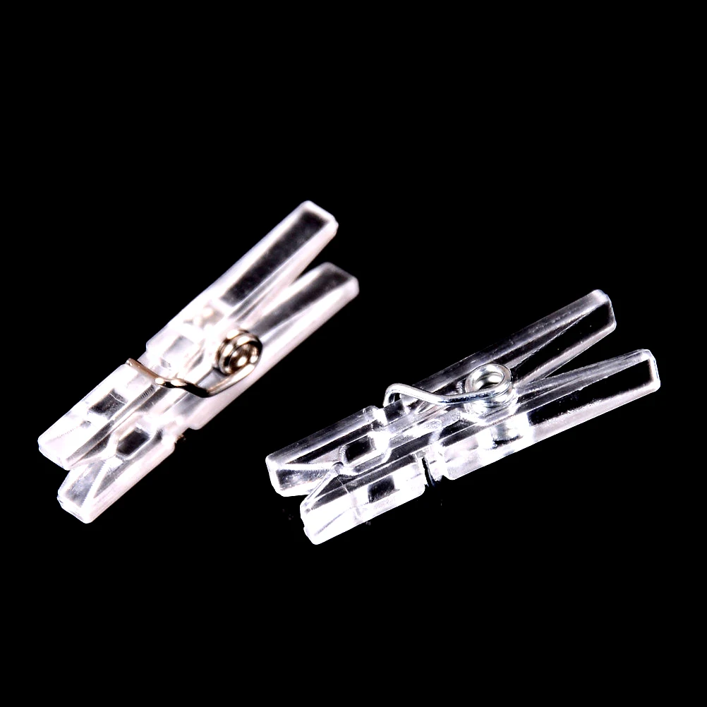 20 PCS/lot 25m Mini Spring Clear Transparent Clips Clothes Photo Paper Peg Pin Clothespin Craft Home Decoration New