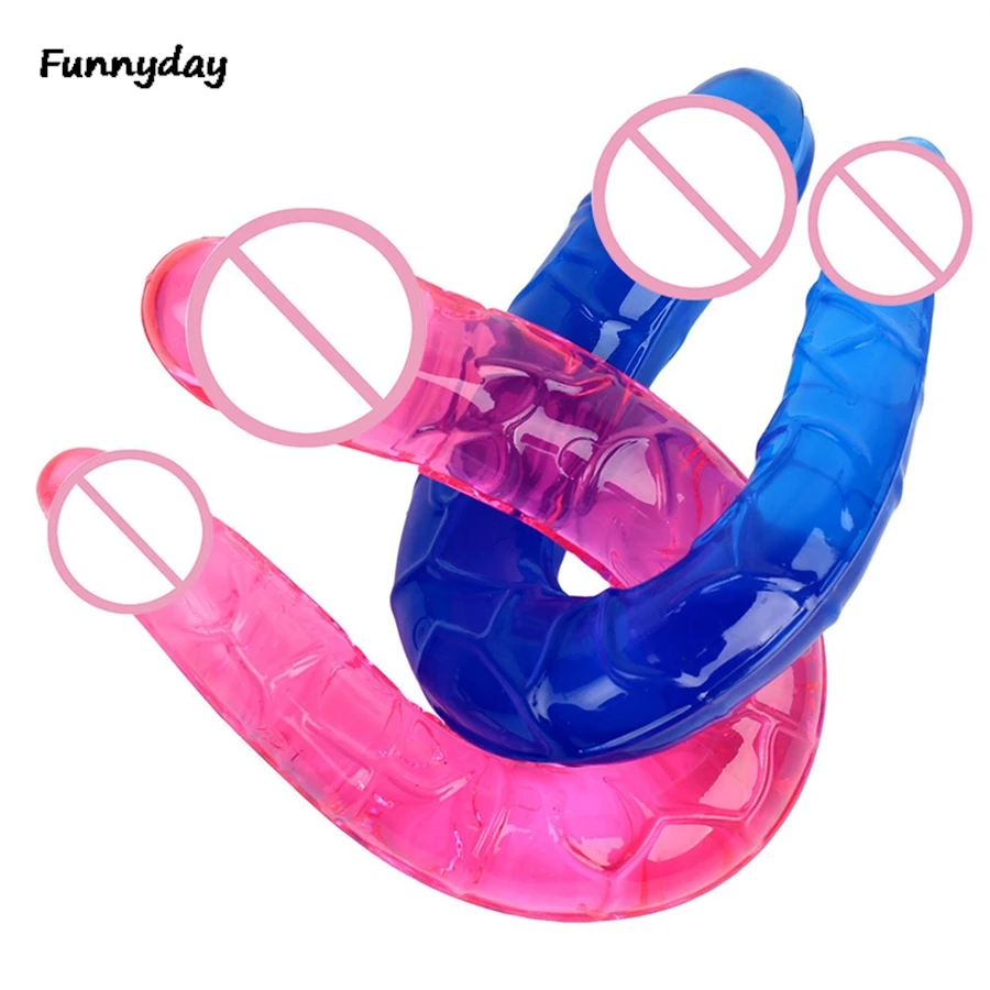 U Shape Soft Jelly Double Dildo Female Masturbation Realistic Penis G Spot Massage Stimulate Sex Toys For Woman Adult Games