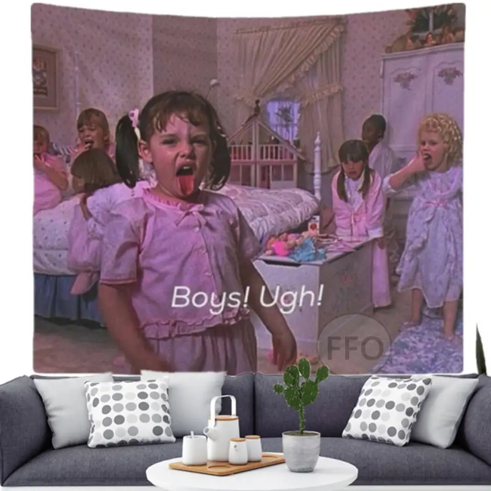 Funny Ugh Boys Tapestry Wall Hanging Aesthetic Room Decor Pink