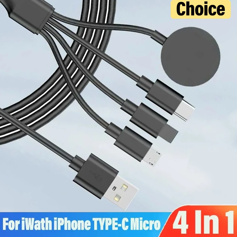 4 In 1 Magnetic Wireless Charger USB Type C PD Charging Cable Fast Watchfor iPhone 14 /Android Apple Watch iWatch 1-9 Ultra SE watch charger