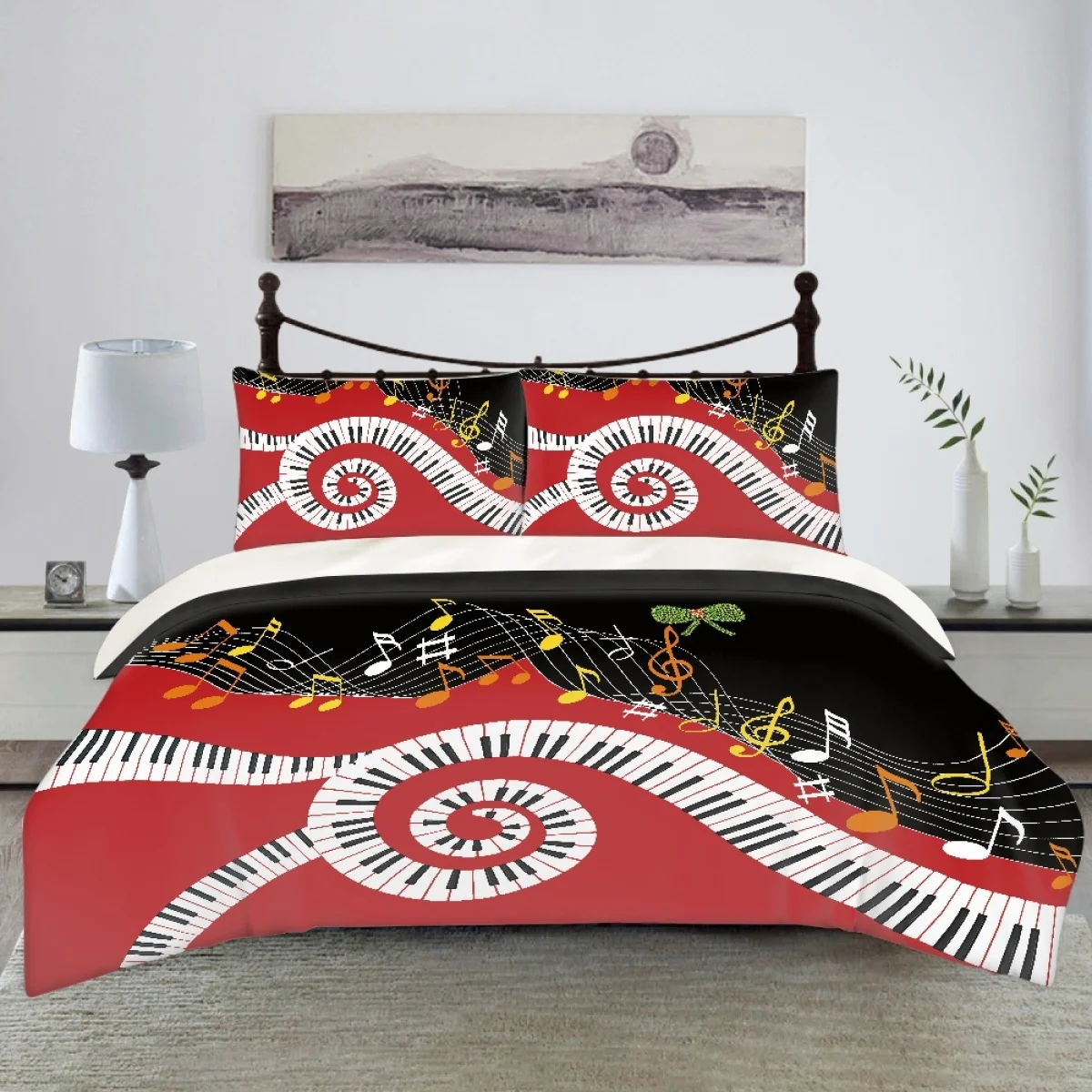 

TOADDMOS Piano Keys Music Style Print Duvet Cover Comfortable Soft Bedding Set Comforter Cover Bedspread for Adult Kids Home New