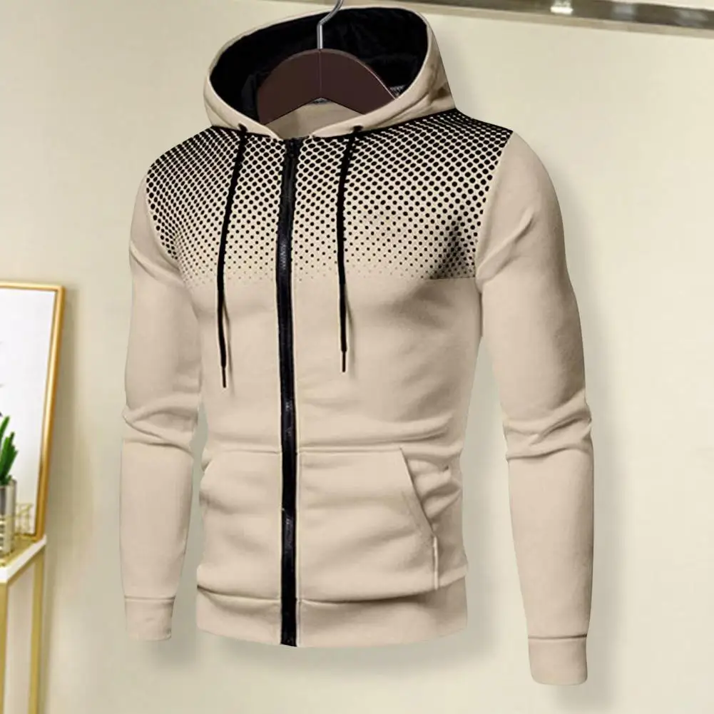 

Men Hoodie Zipper Pockets Drawstring Hooded Sweatshirt Spring Autumn Long Sleeve Slim Fit Casual Sportwear Fashion Streetwear